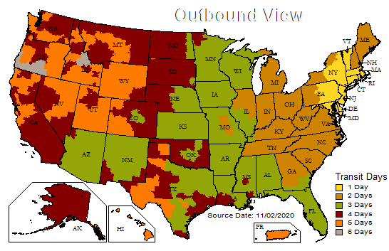 UPS Ground Map - Business days in transit from: NEPTUNE, NJ 07753